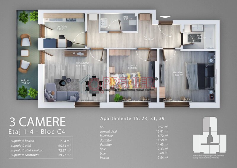 Brancoveanu, Grand Arena, sector 4 apartament 3 camere nou